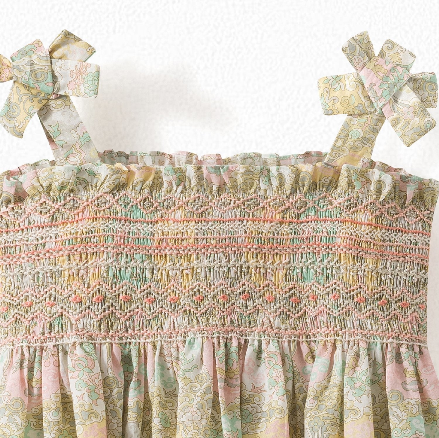 Girls Light Yellow Floral Cotton Top