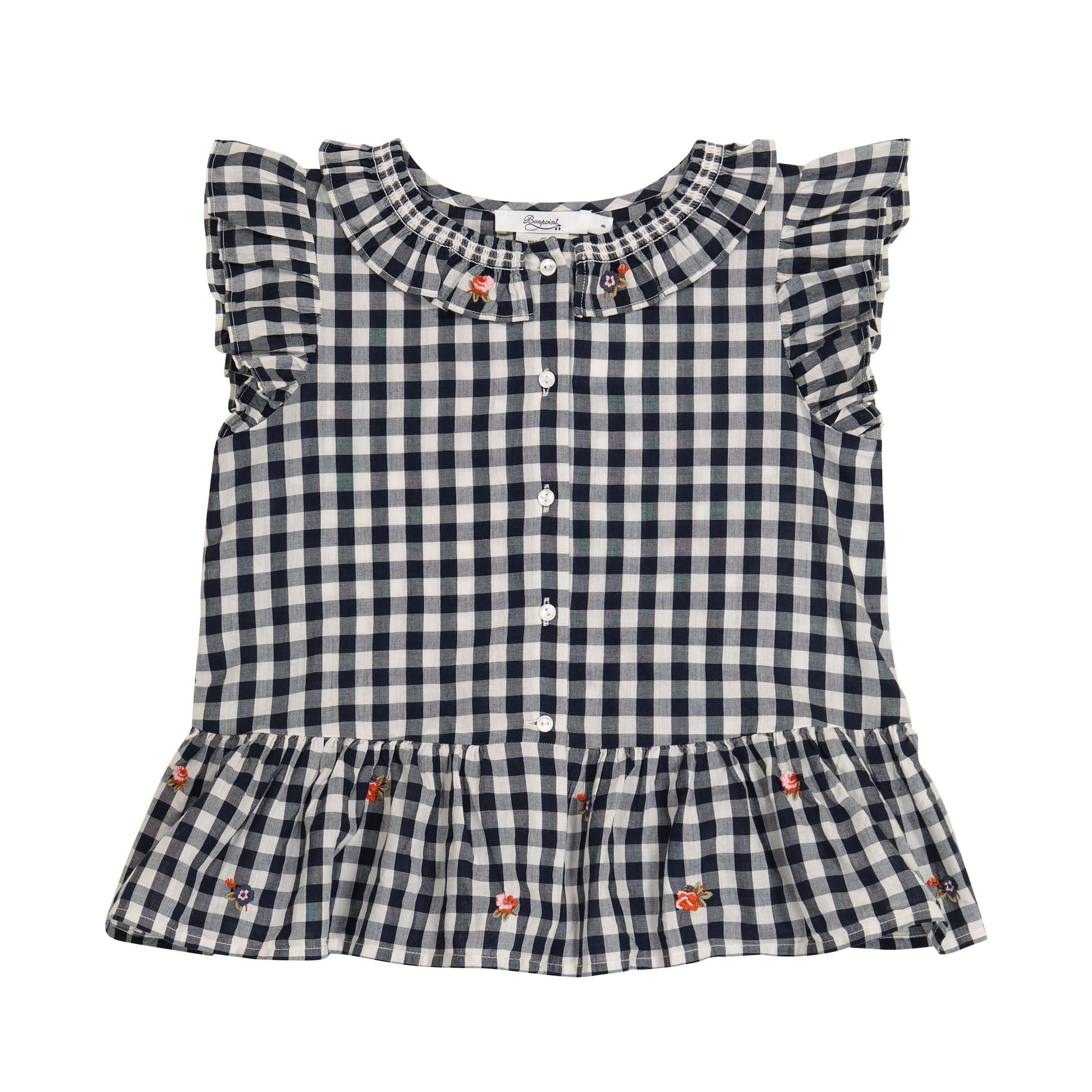 Girls Navy Check Top