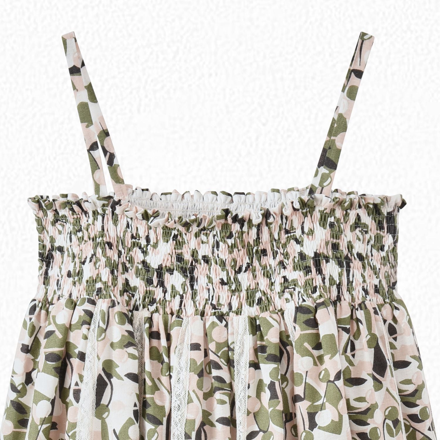 Girls Green Printing Cotton Dress
