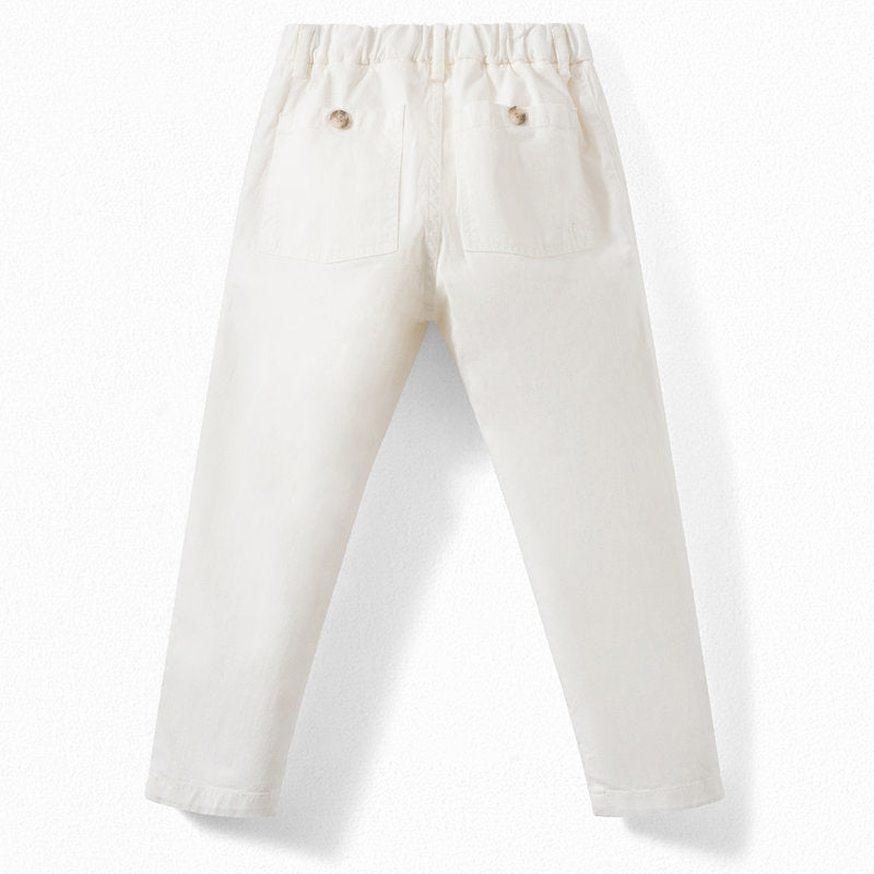 Girls White Cotton Trousers
