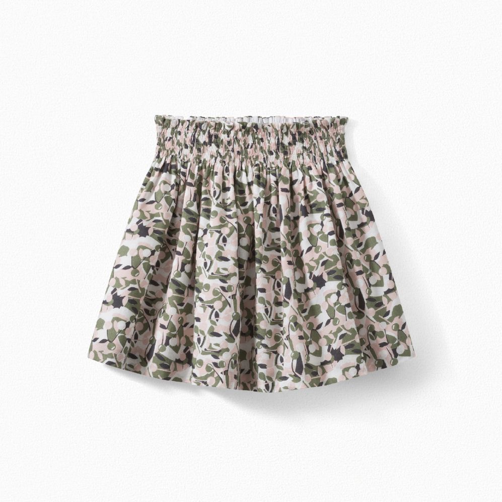 Girls Dark Khaki Printing Cotton Skirt