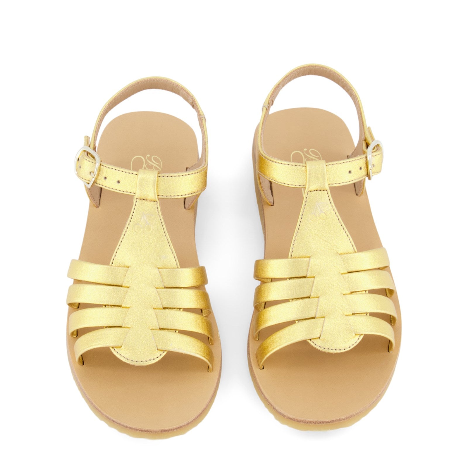 Girls Gold Bovine Leather Sandals