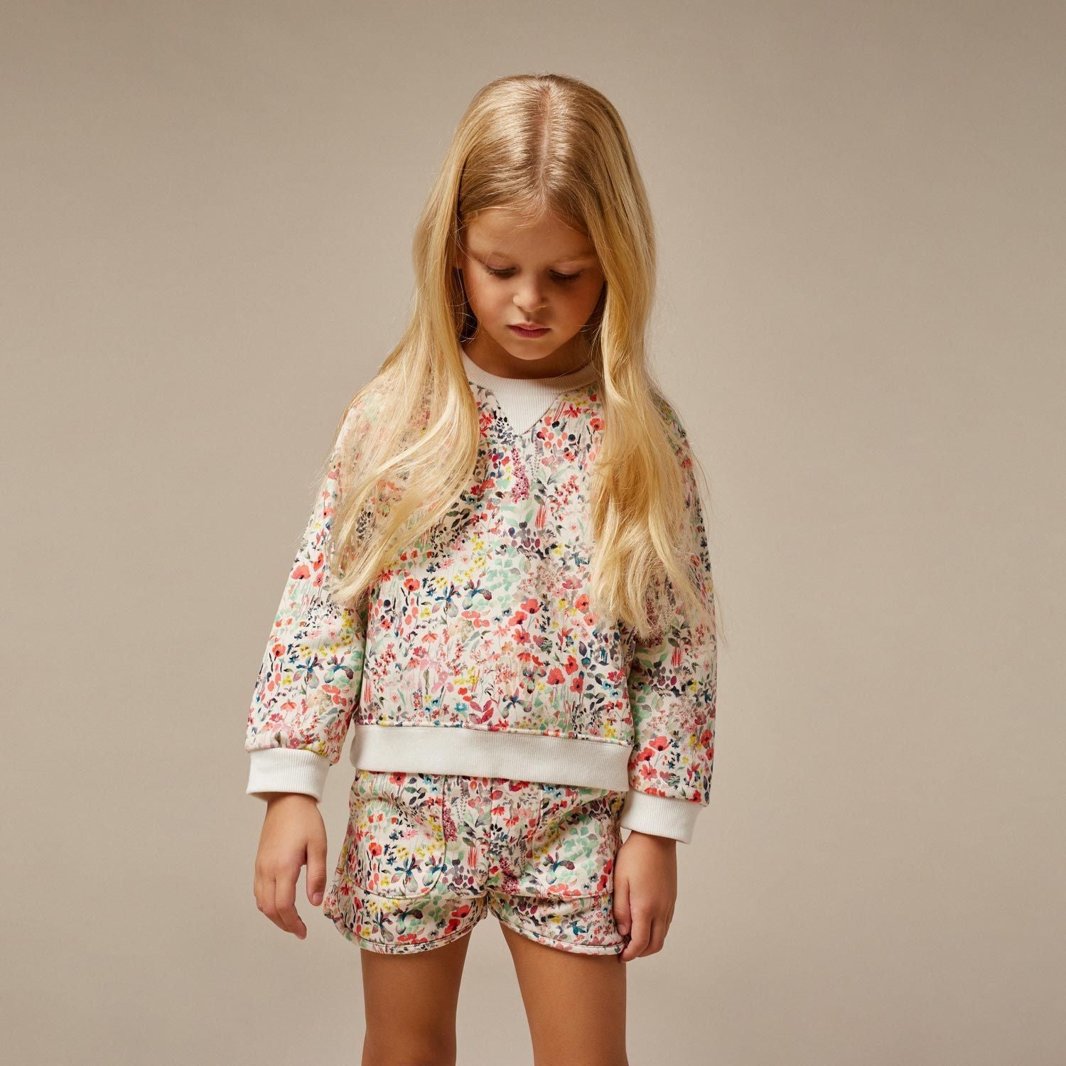Girls Multicolor Floral Cotton Sweatshirt