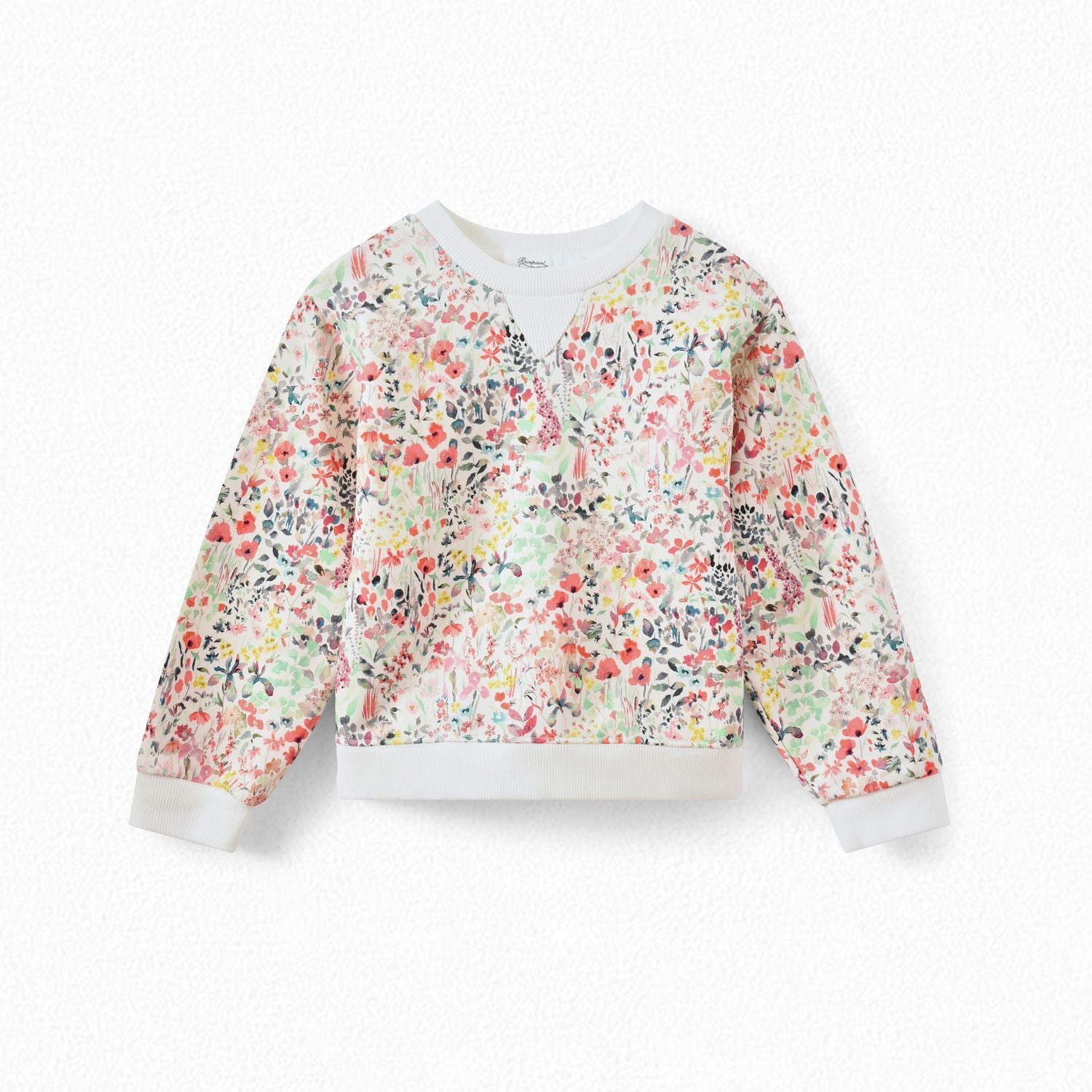 Girls Multicolor Floral Cotton Sweatshirt