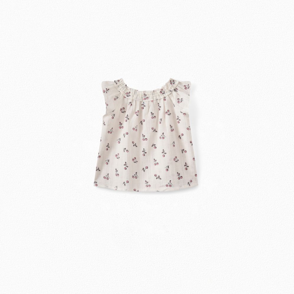 Baby Girls Light Pink Cherry Cotton Top