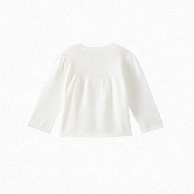 Baby Girls White Cotton Cardigan
