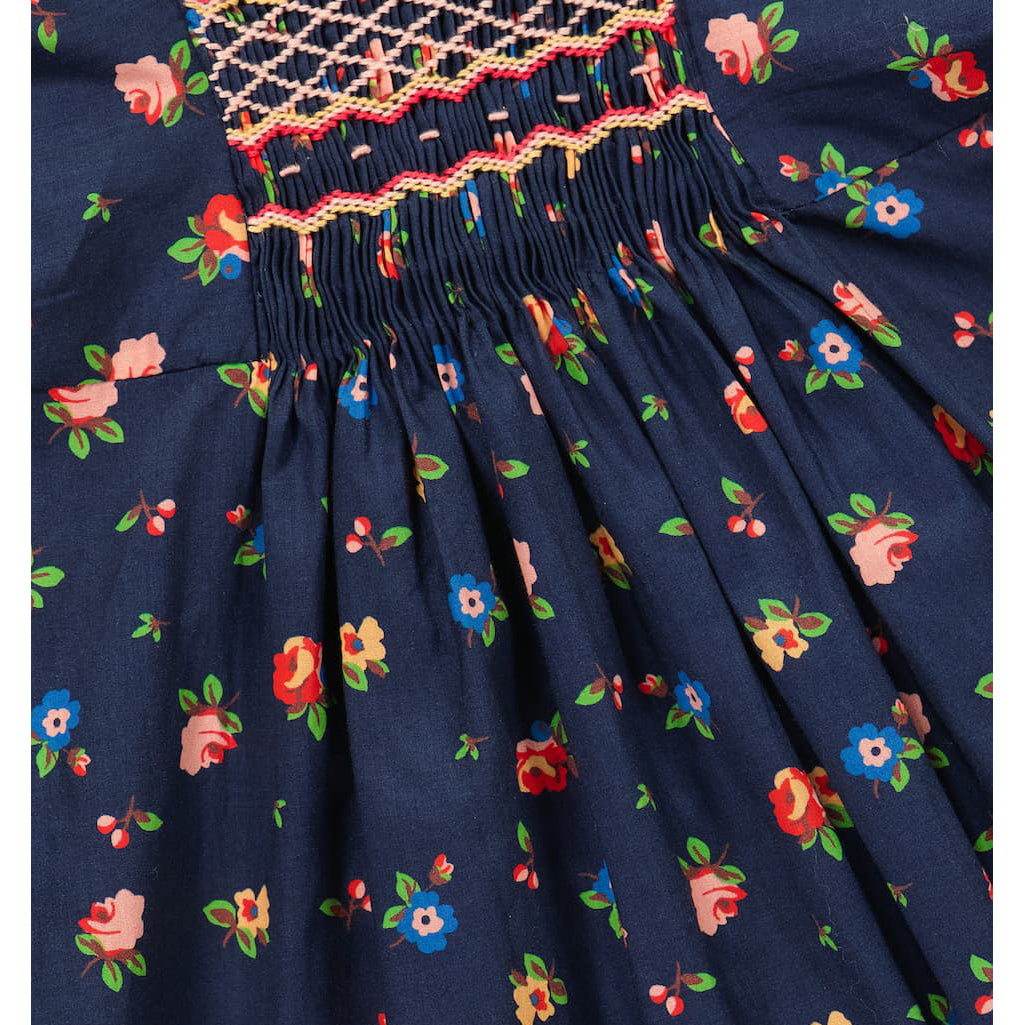 Baby Girls Navy Floral Cotton Dress