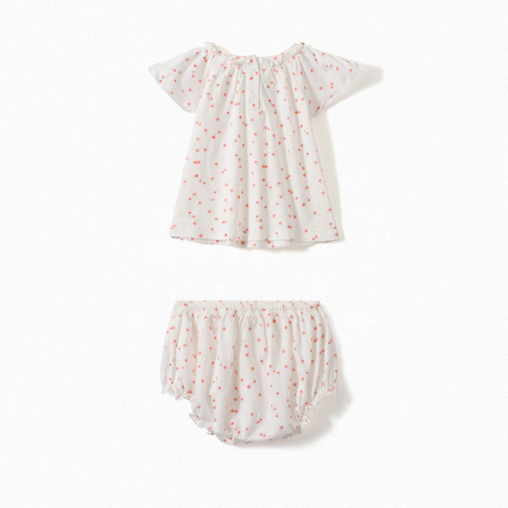 Baby Girls White Cherry Cotton Set
