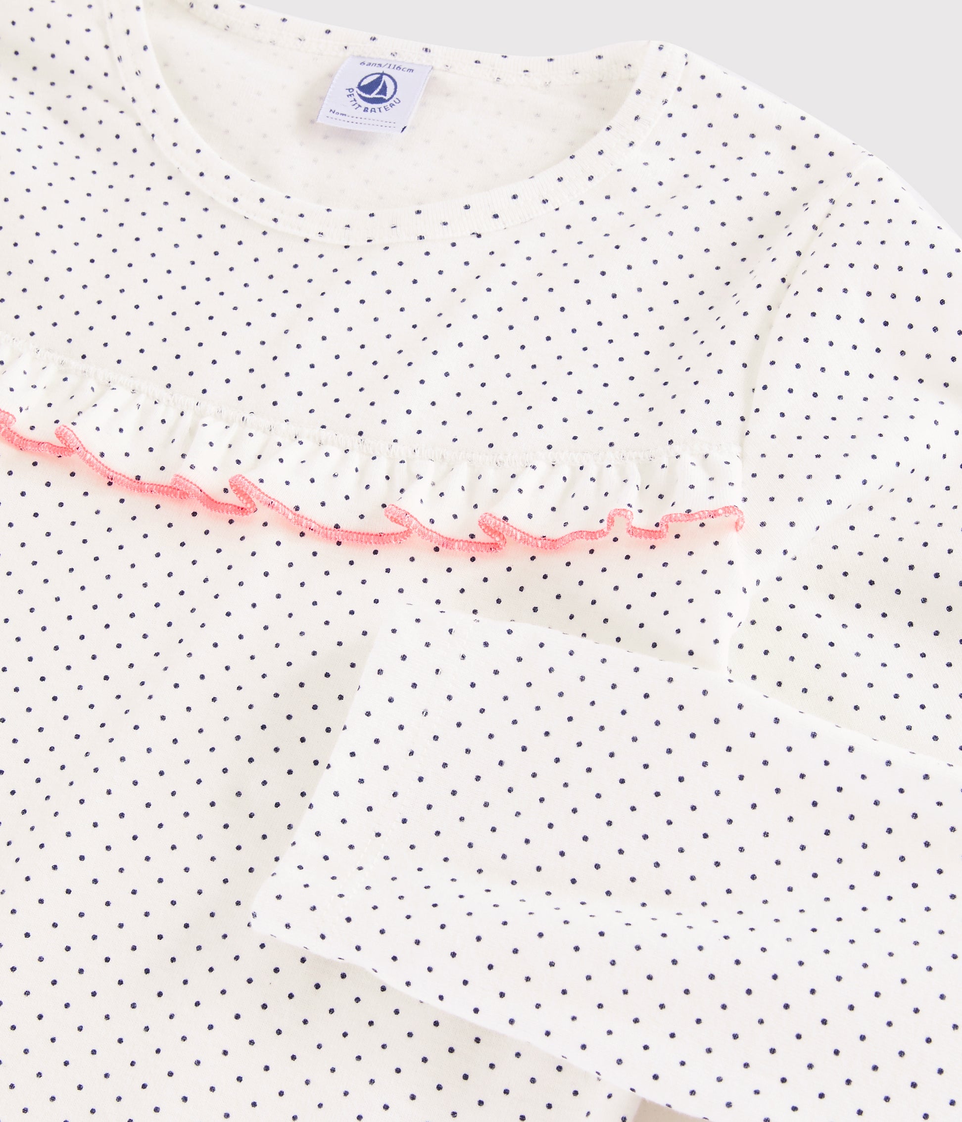 Girls White Cotton Dots Nightwear Sets
