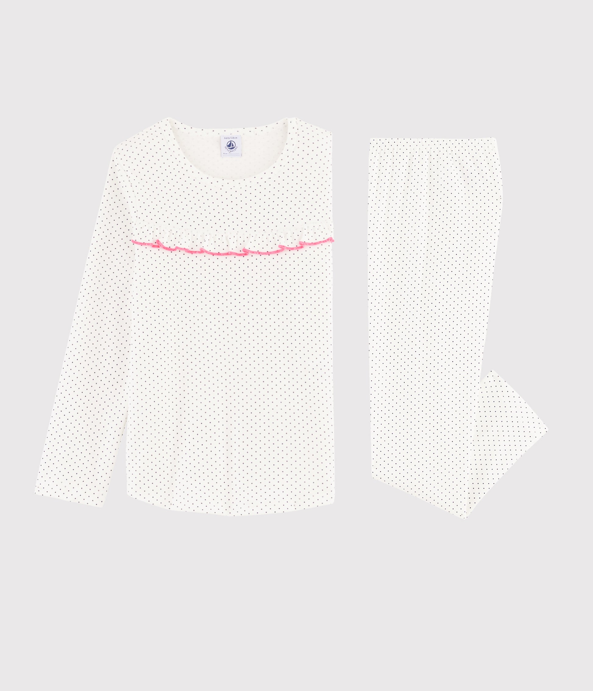 Girls White Cotton Dots Nightwear Sets
