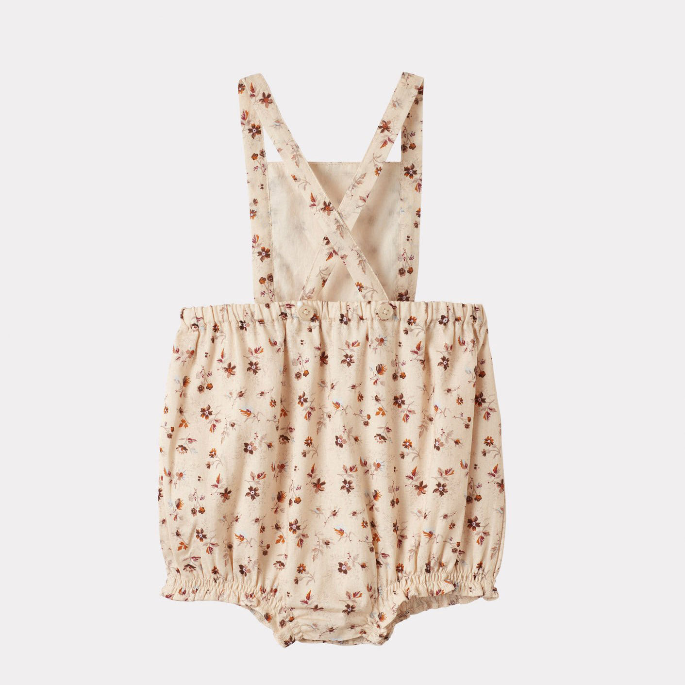 Baby Girls Beige Floral Cotton Babysuit