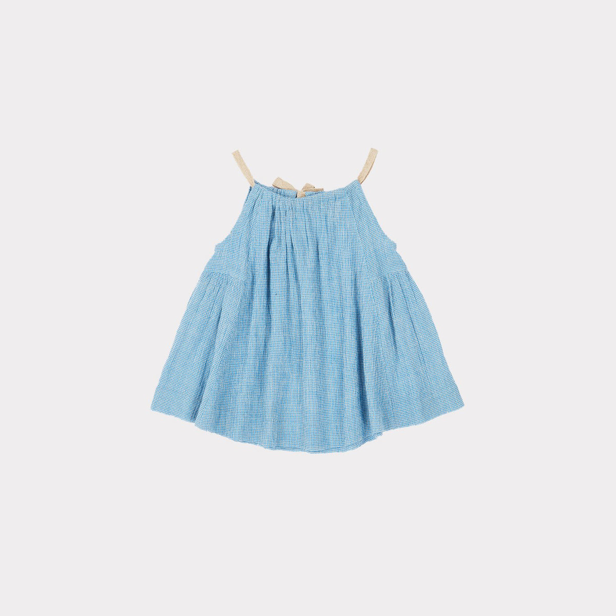 Robe en coton à carreaux bleus pour bébés filles