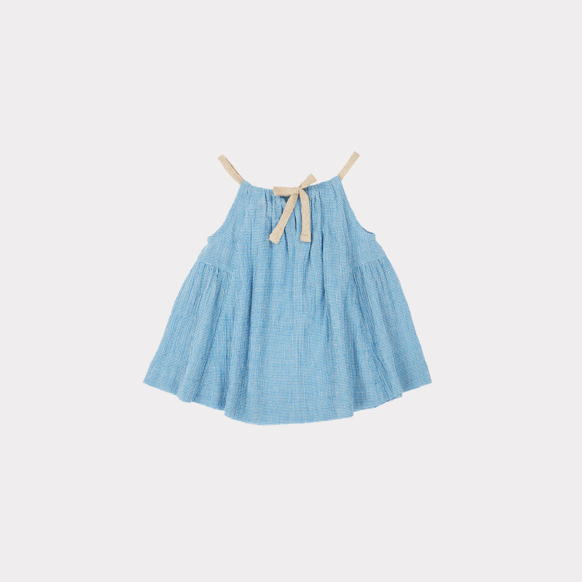 Robe en coton à carreaux bleus pour bébés filles