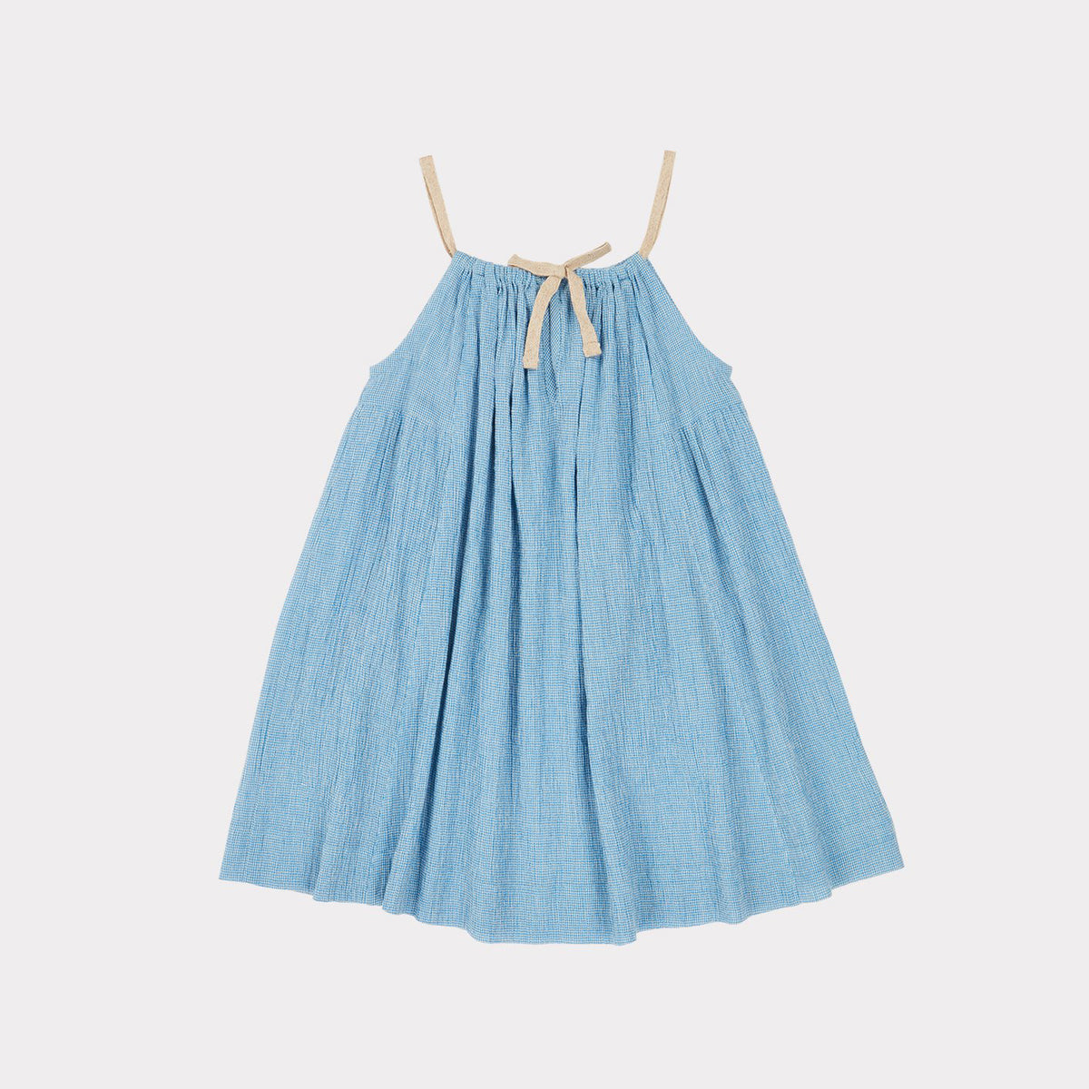 Girls Blue Check Cotton Dress