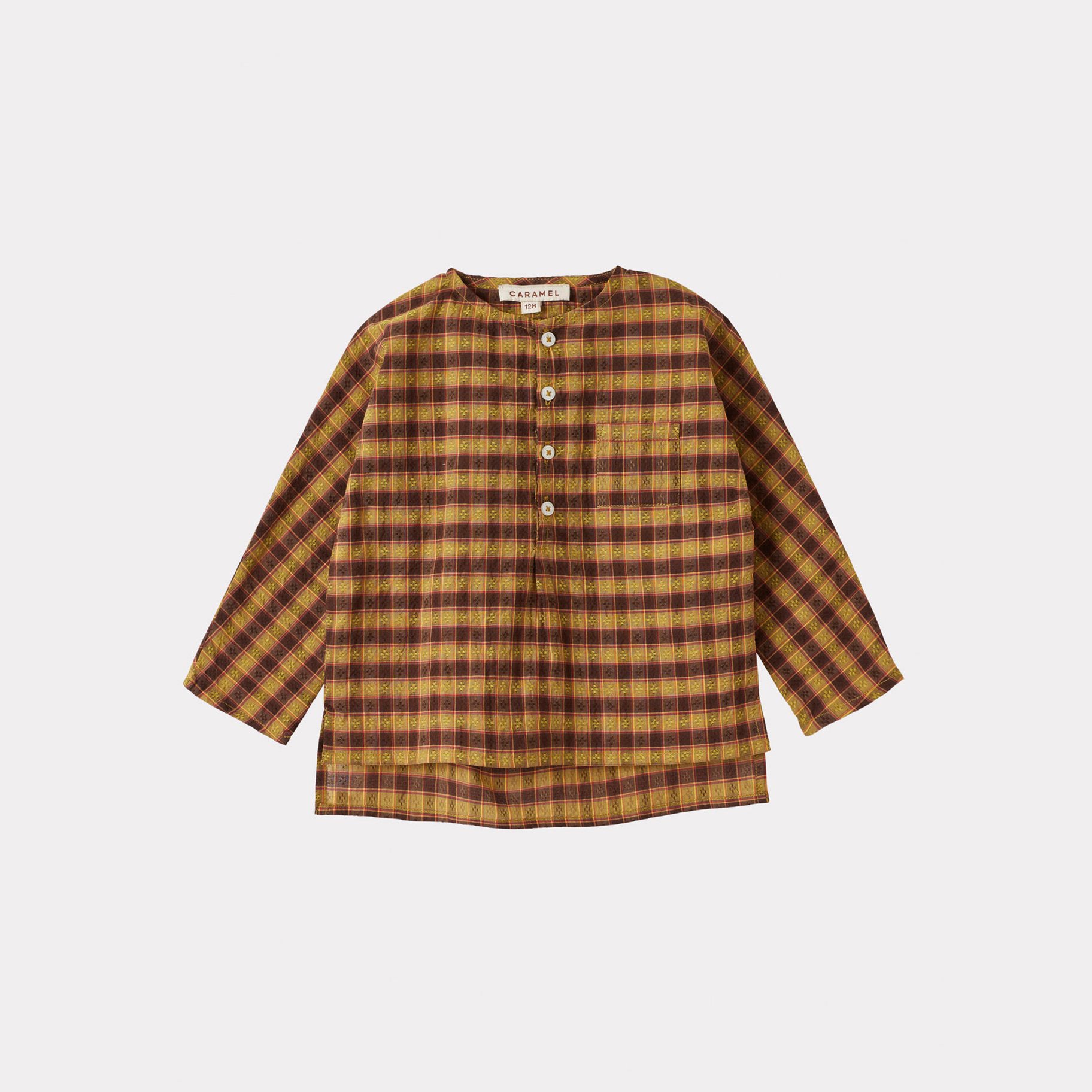 Baby Boys & Girls Yellow Check Cotton Shirt