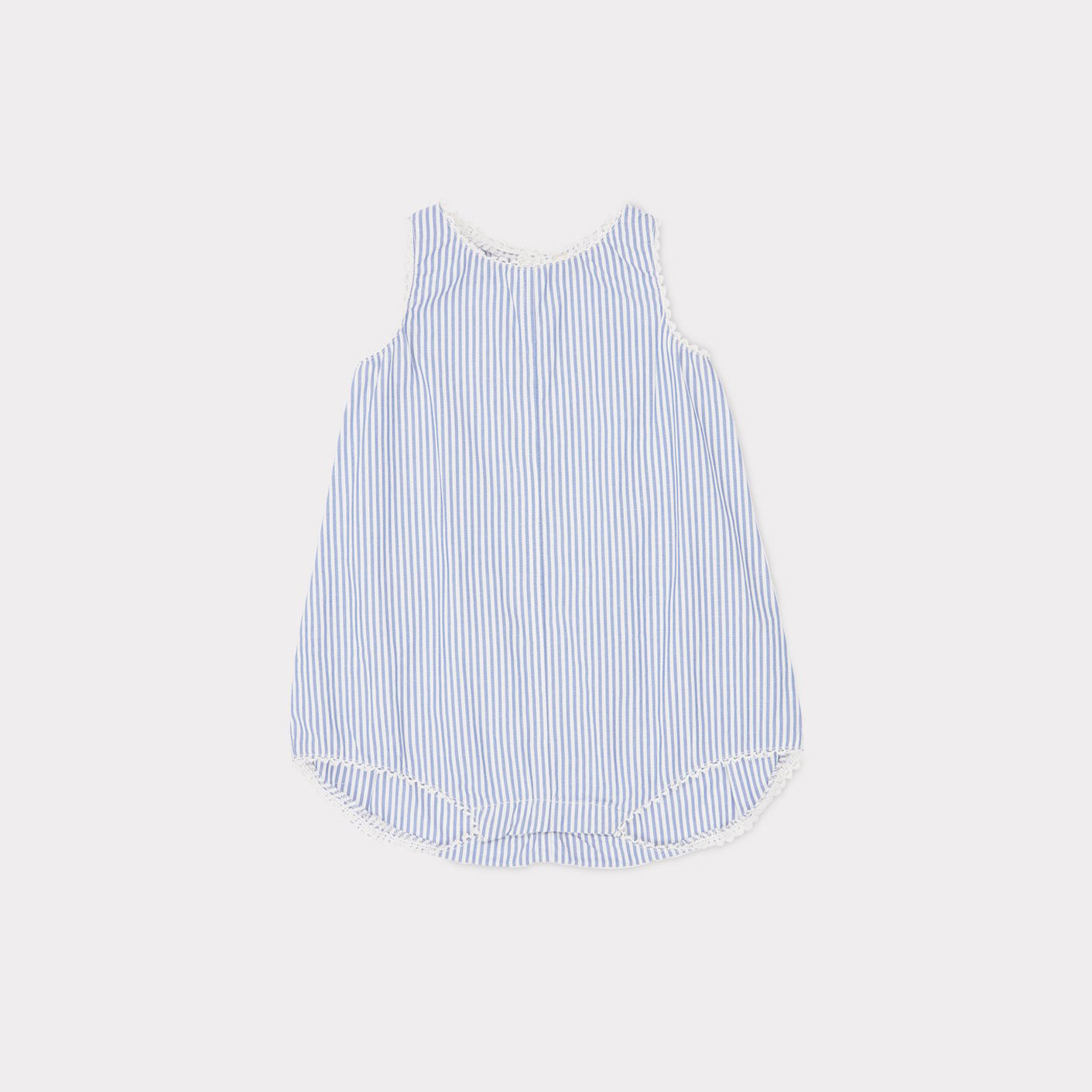 Baby Girls Blue Stripes Cotton Babysuit