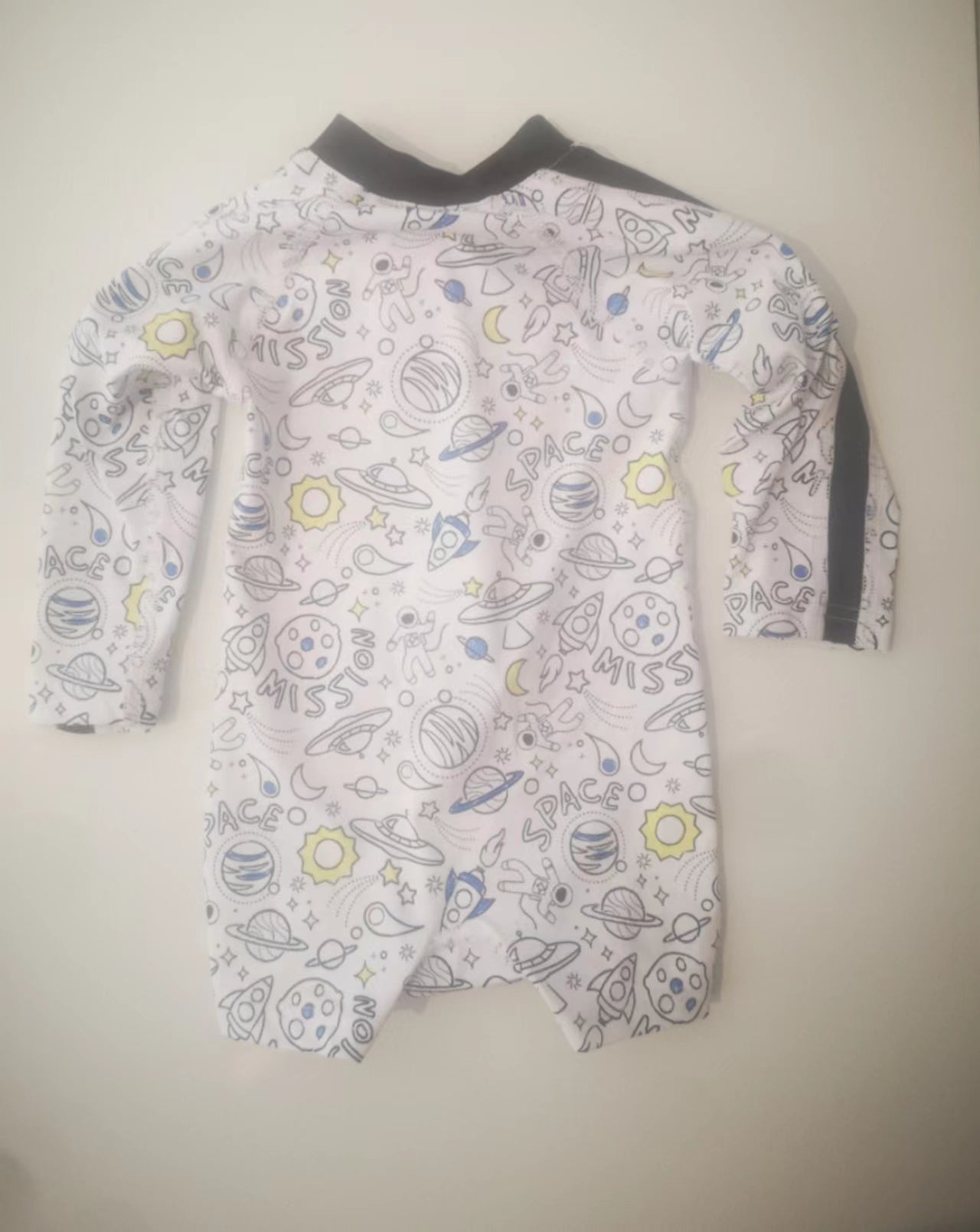 Baby Boys White Printed Swim Babysuit