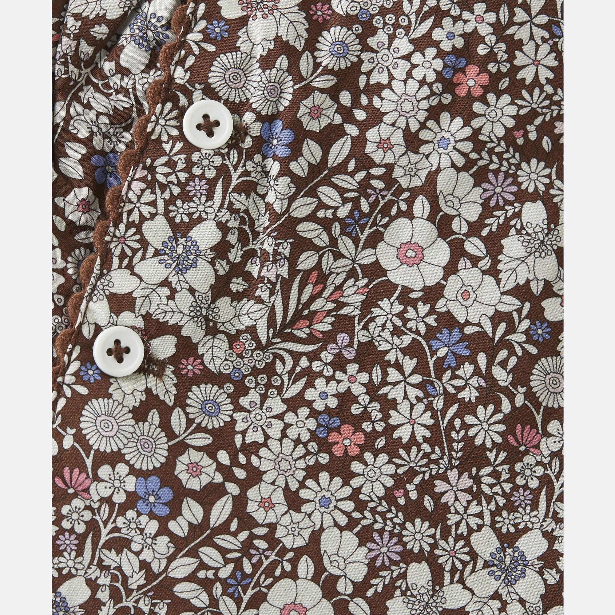 Baby Girls Brown Floral Cotton Babysuit
