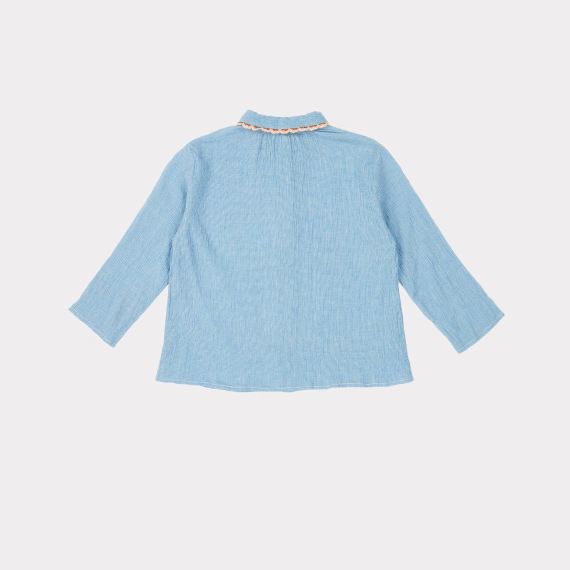 Chemise en coton à carreaux bleue pour fille