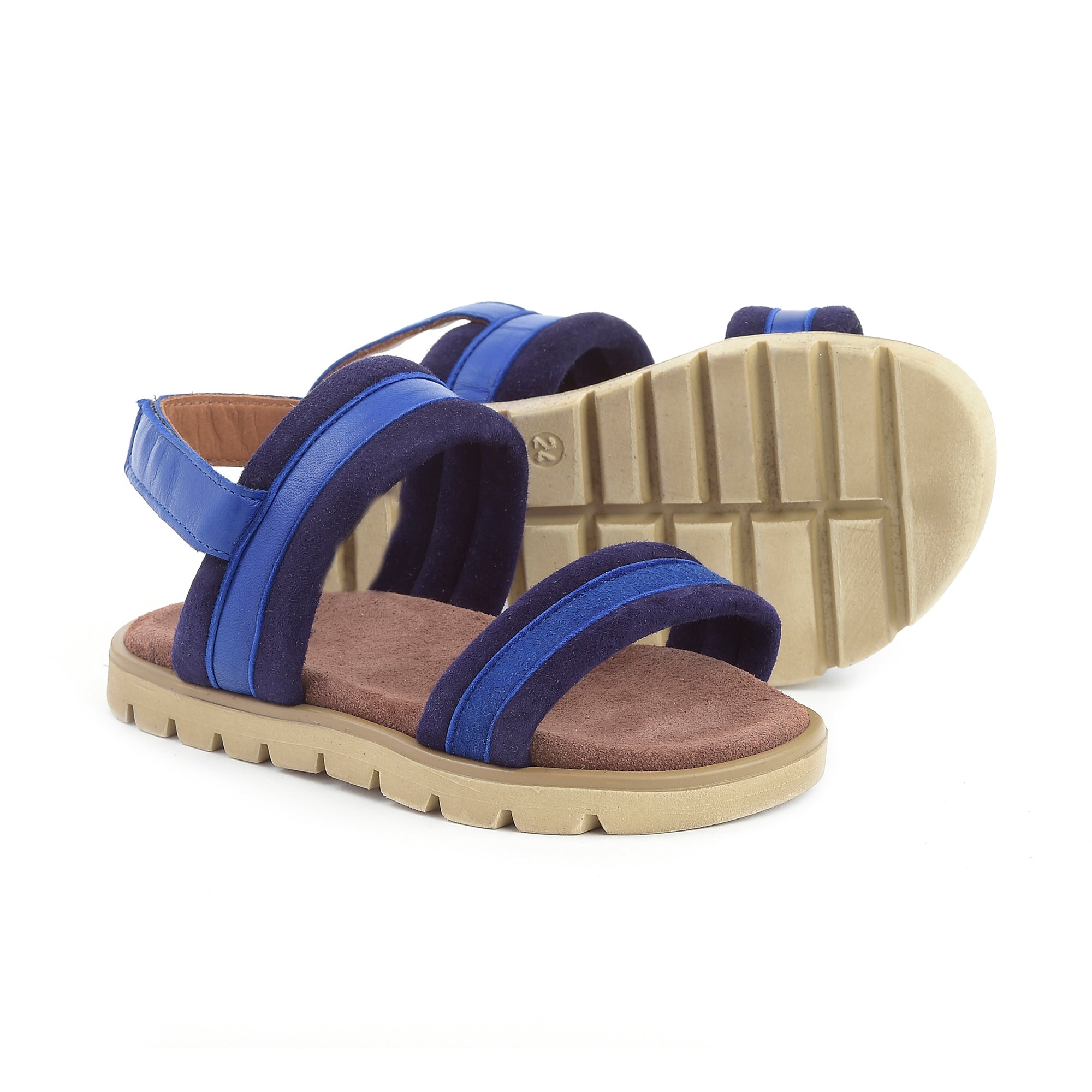 Girls Blue Leather Sandals