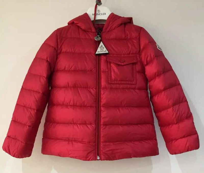 Baby Girls Red Down Padded Hooded 'Milou' Jacket With Pocket - CÉMAROSE | Children's Fashion Store - 1