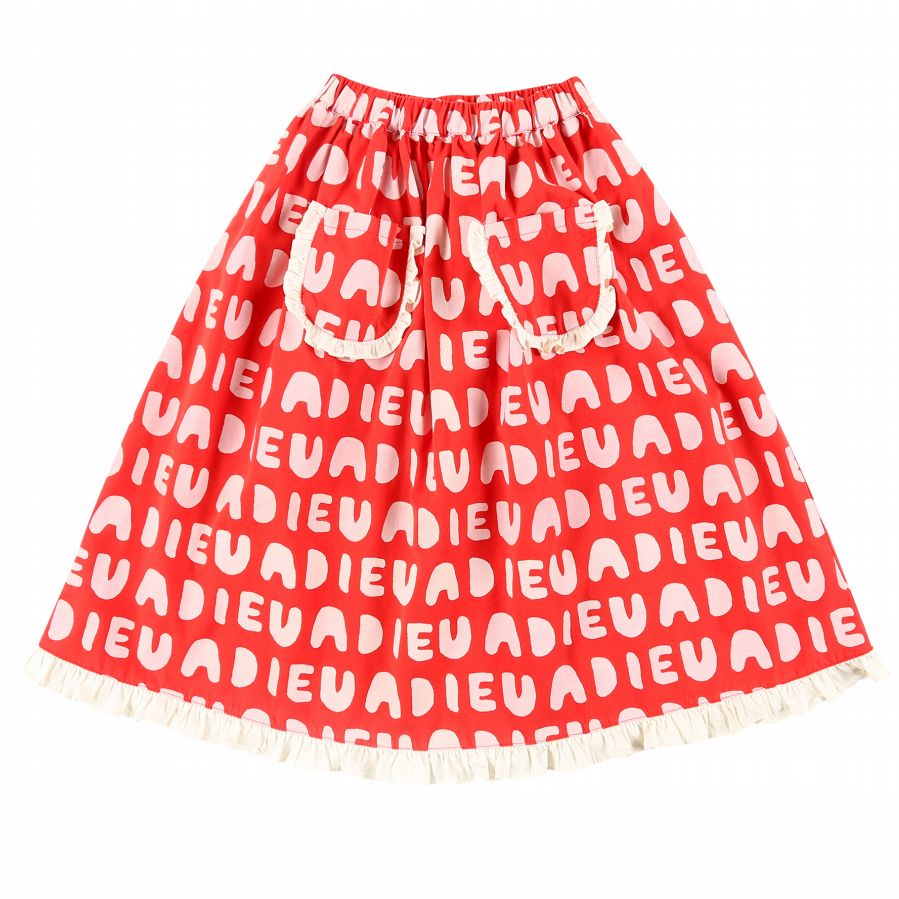 Girls Red Logo Cotton Skirt