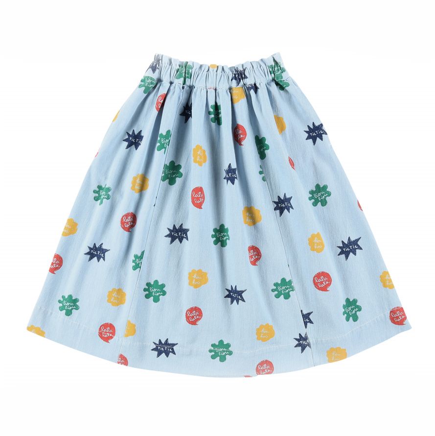 Girls Light Blue Painting Denim Skirt