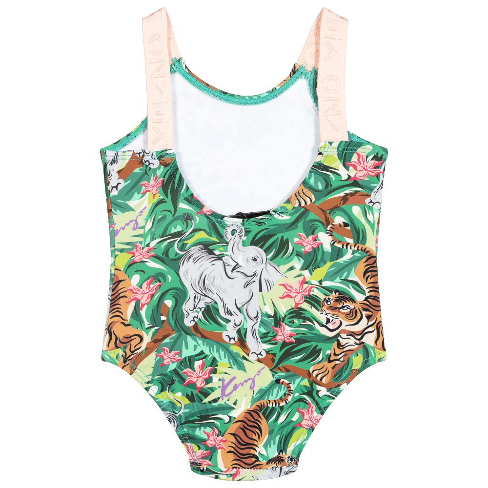 Baby Girls Green Printing Swimsuit