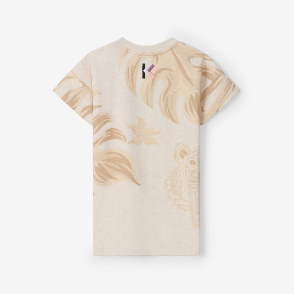 Girls Beige Logo Cotton Dress