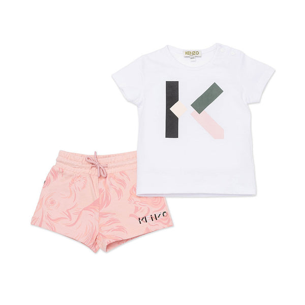 Baby Girls Pink Logo Cotton Set