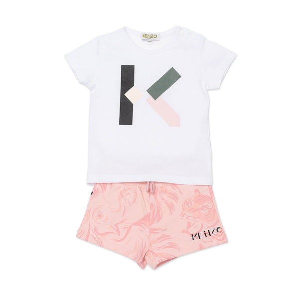 Baby Girls Pink Logo Cotton Set