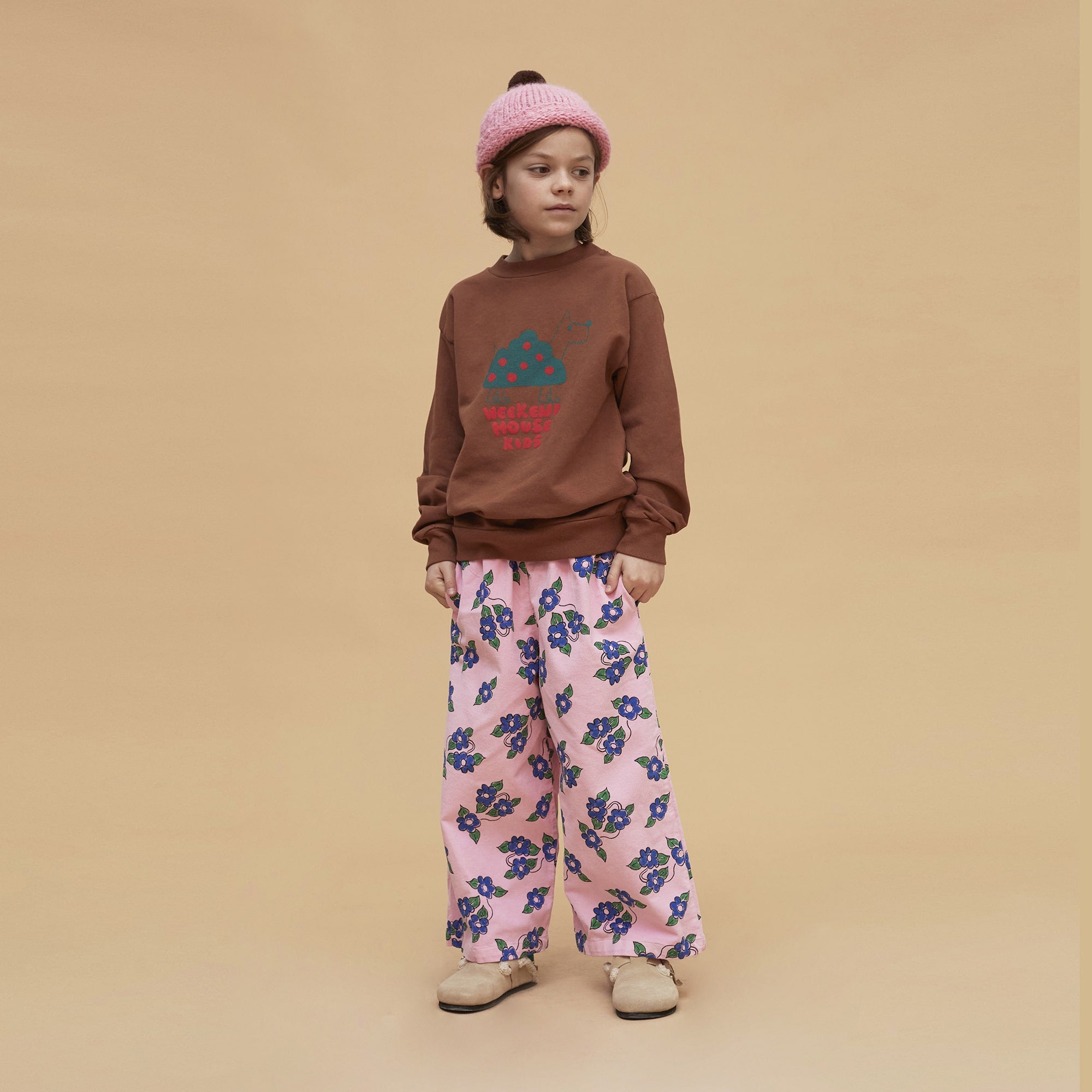 Boys & Girls Brown Printed Cotton Sweatshirt