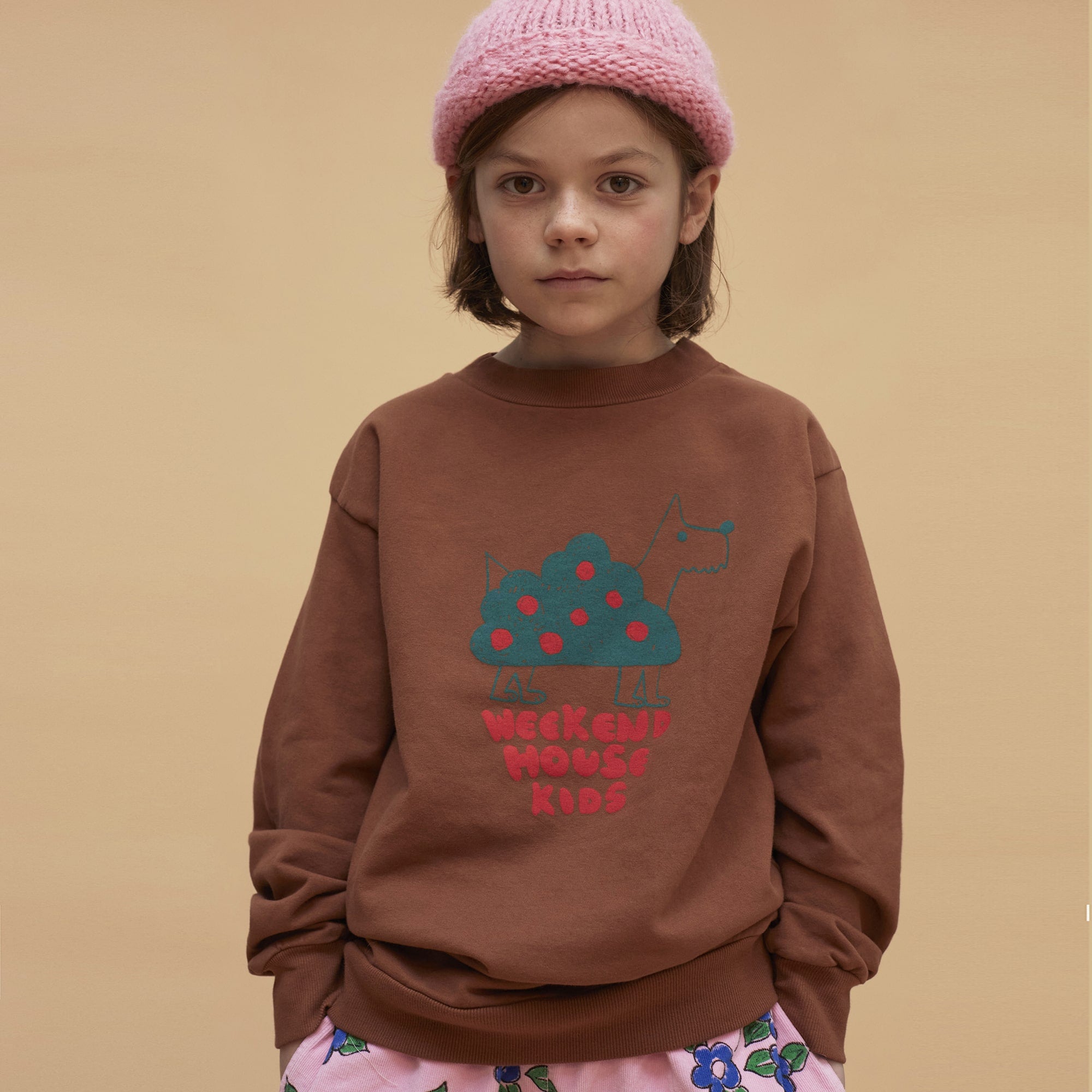 Boys & Girls Brown Printed Cotton Sweatshirt