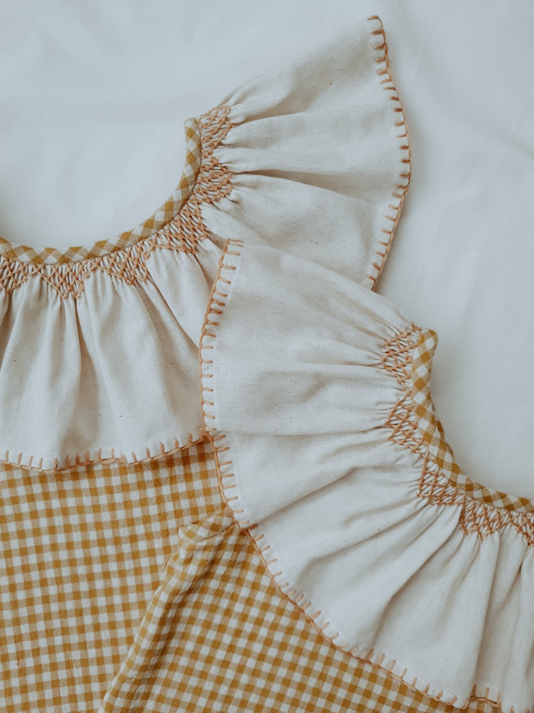 Girls Yellow Check Ruffle Cotton Blouse