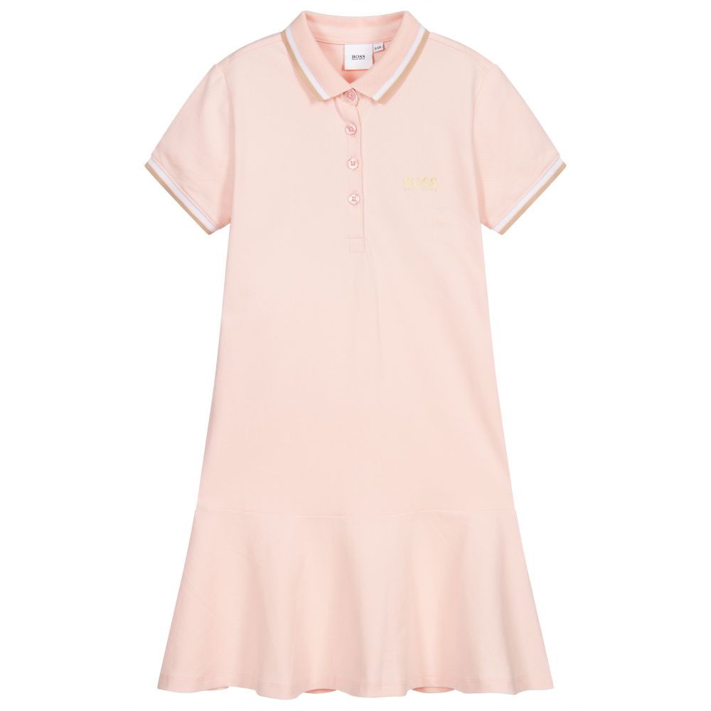 Girls Pink Cotton Polo Dress