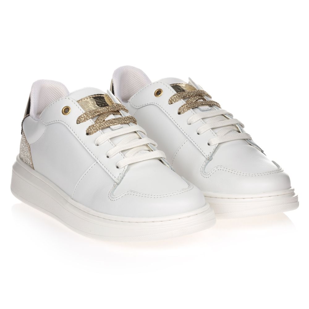 Girls White Leather Shoes