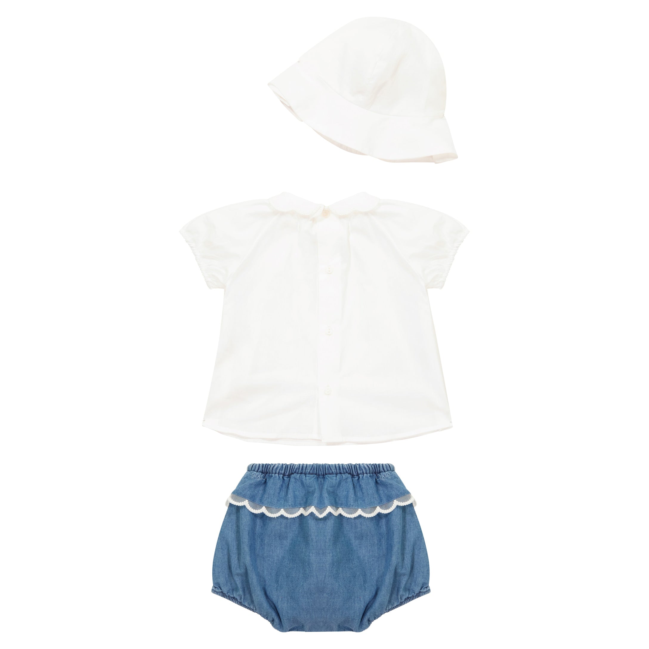 Baby Girls White & Blue Cotton Set