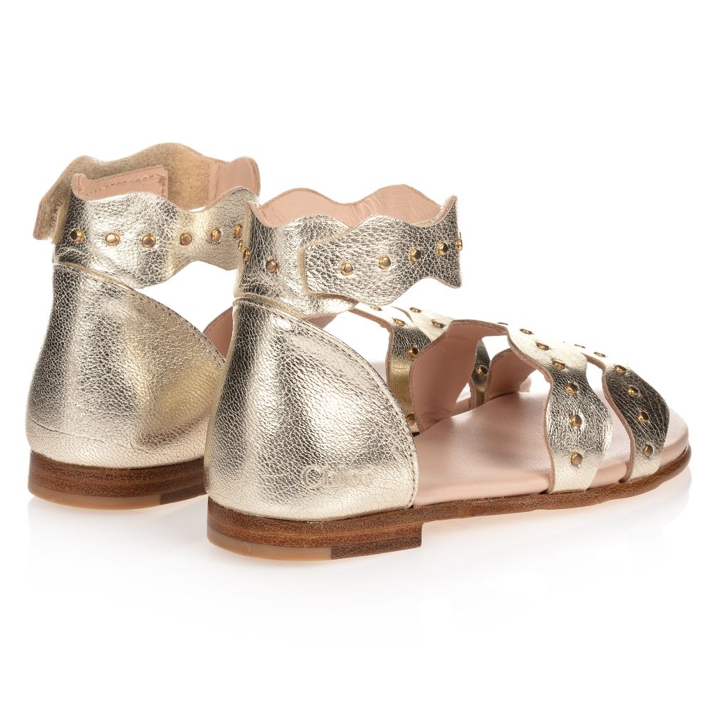 Girls Gold Leather Sandals