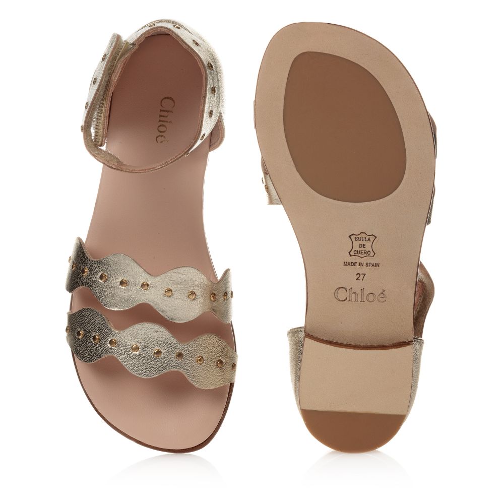 Girls Gold Leather Sandals