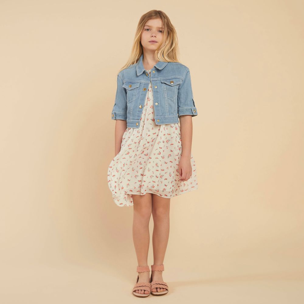 Girls Ivory Floral Dress