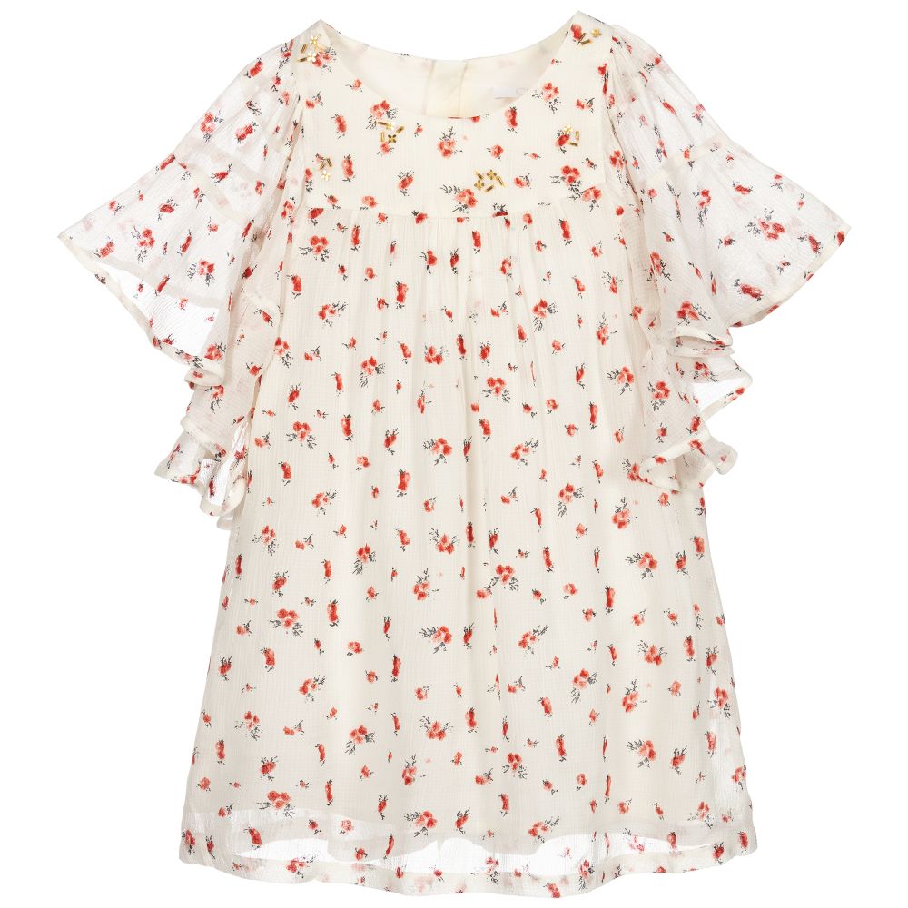 Girls Ivory Floral Dress