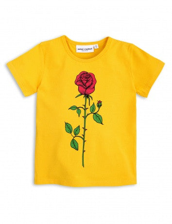 Girls Yellow Rose Printed T-shirt