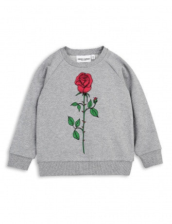 Girls Grey Rose Printed Sweatshirt
