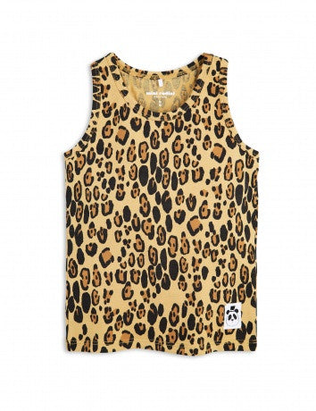 Girls Beige Basic Leopard Vest