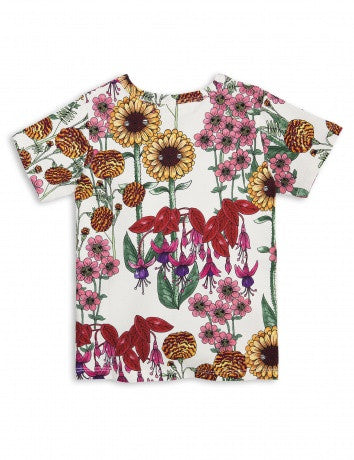 Girls White Garden Printed T-shirt