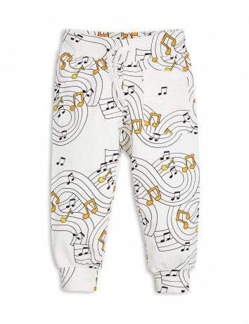 Boys & Girls Ivory Music Notes Printed Tracksuit Trousers