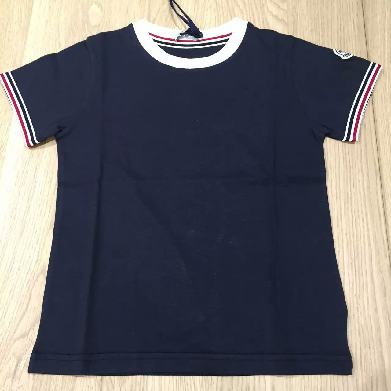 Boys&Girls Navy Blue Cotton T-Shirt With Stripe Cuffs - CÉMAROSE | Children's Fashion Store
