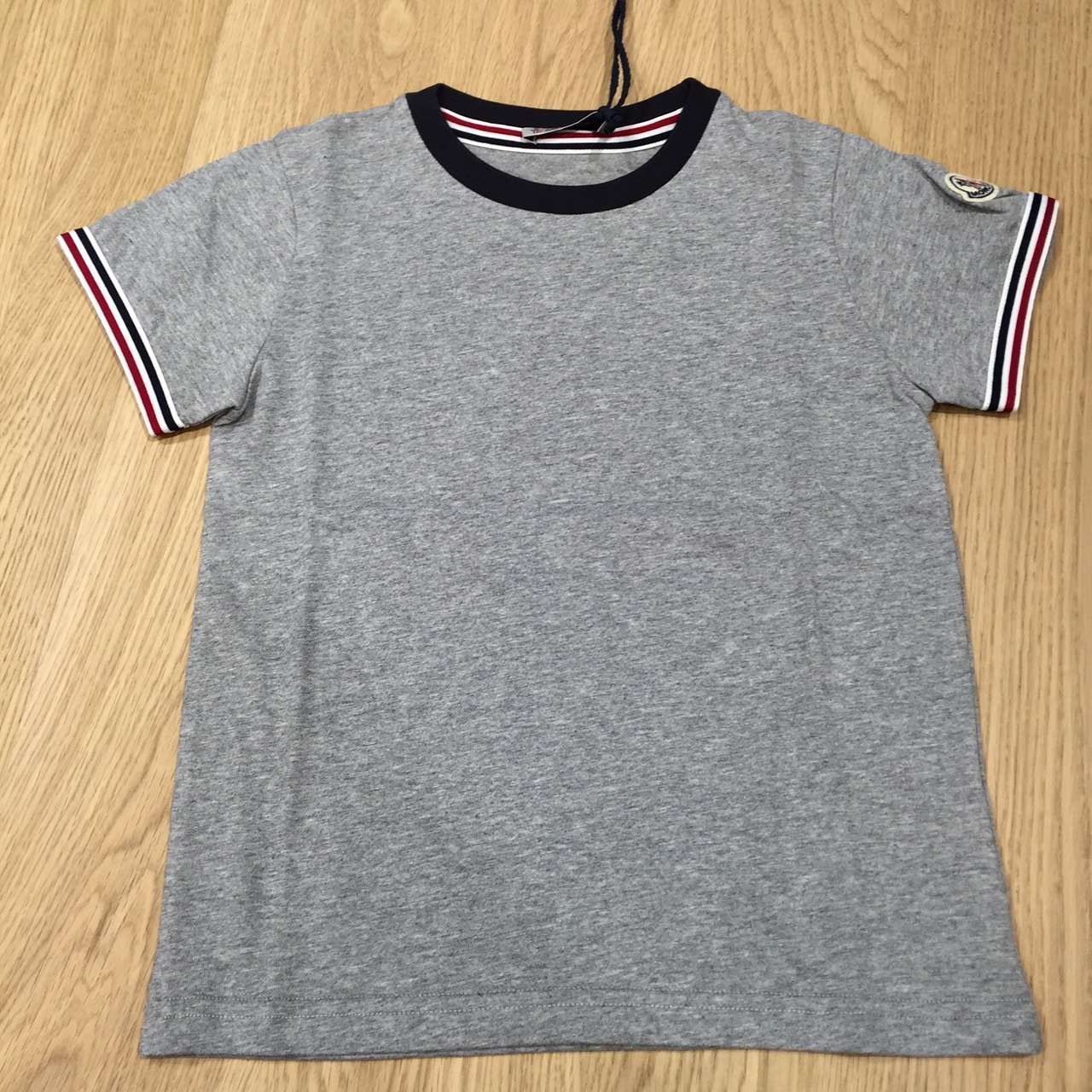 Boys&Girls Grey Cotton T-Shirt With Stripe Cuffs - CÉMAROSE | Children's Fashion Store