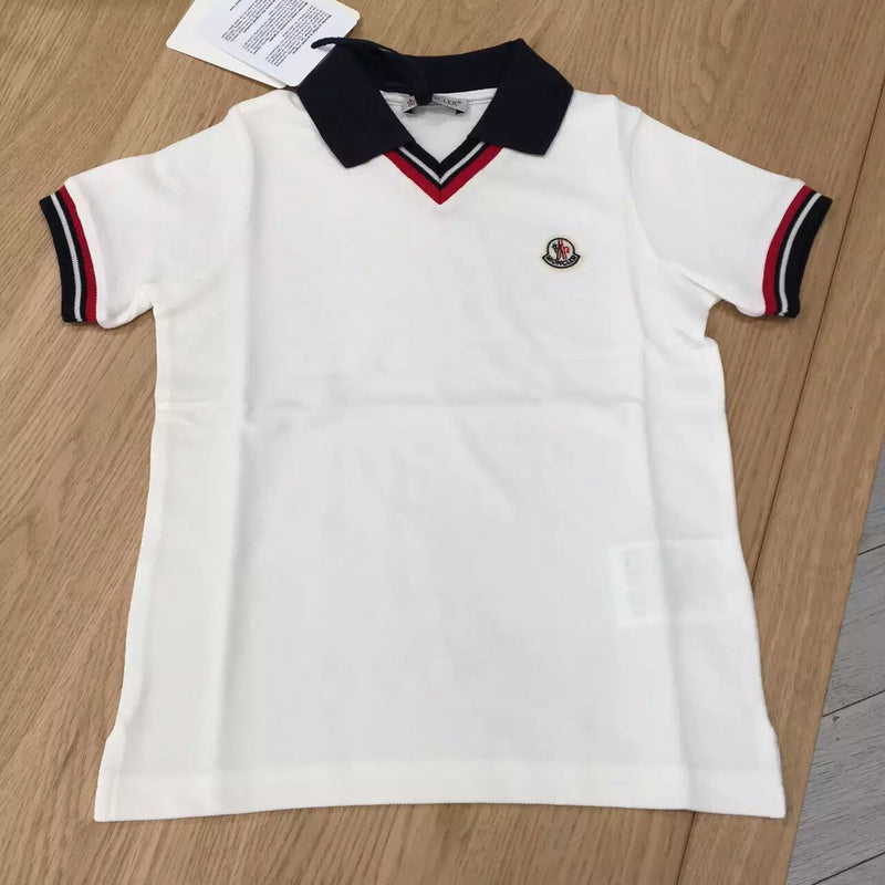 Girls White Cotton Logo Polo Shirt With V-Collar - CÉMAROSE | Children's Fashion Store