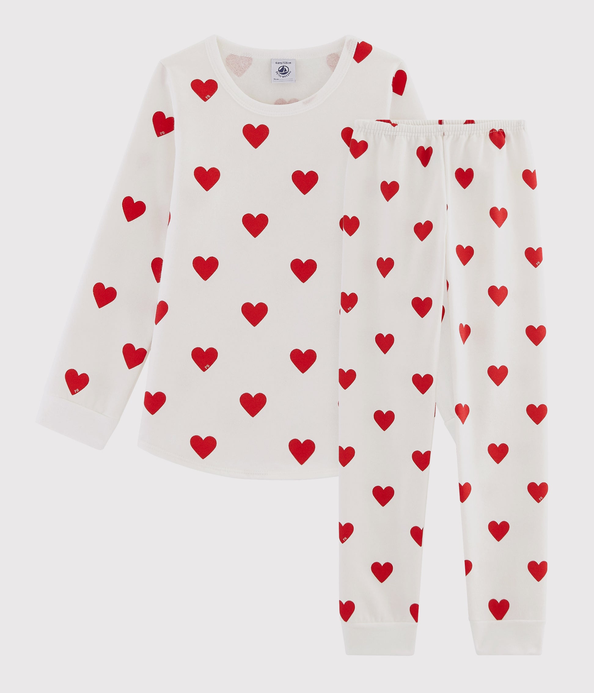 Girls White Hearts Cotton Nightwear Set